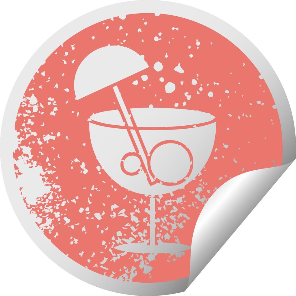 Distressed Circular Peeling Sticker Symbol ausgefallener Cocktail vektor