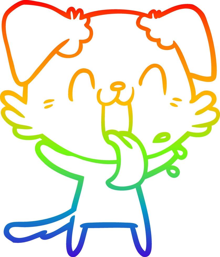 regnbågsgradient linjeteckning tecknad flämtande hund vektor