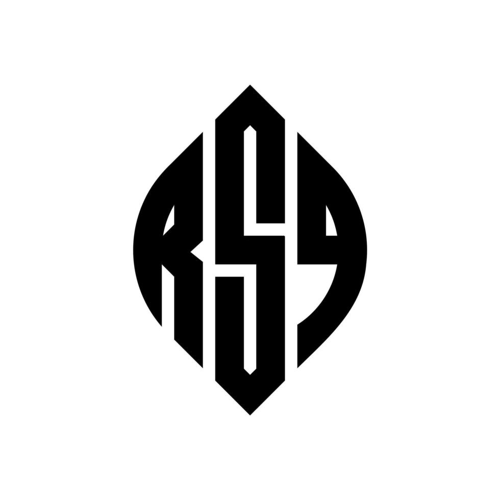 rsq-Kreisbuchstabe-Logo-Design mit Kreis- und Ellipsenform. rsq Ellipsenbuchstaben mit typografischem Stil. Die drei Initialen bilden ein Kreislogo. rsq-Kreis-Emblem abstrakter Monogramm-Buchstaben-Markierungsvektor. vektor
