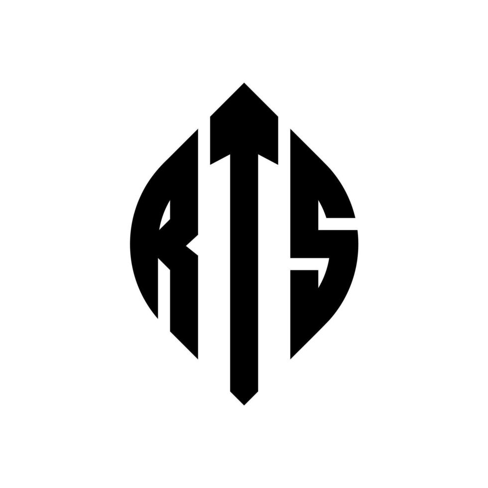 rts-Kreisbuchstaben-Logo-Design mit Kreis- und Ellipsenform. rts ellipsenbuchstaben mit typografischem stil. Die drei Initialen bilden ein Kreislogo. rts-Kreis-Emblem abstrakter Monogramm-Buchstaben-Markierungsvektor. vektor