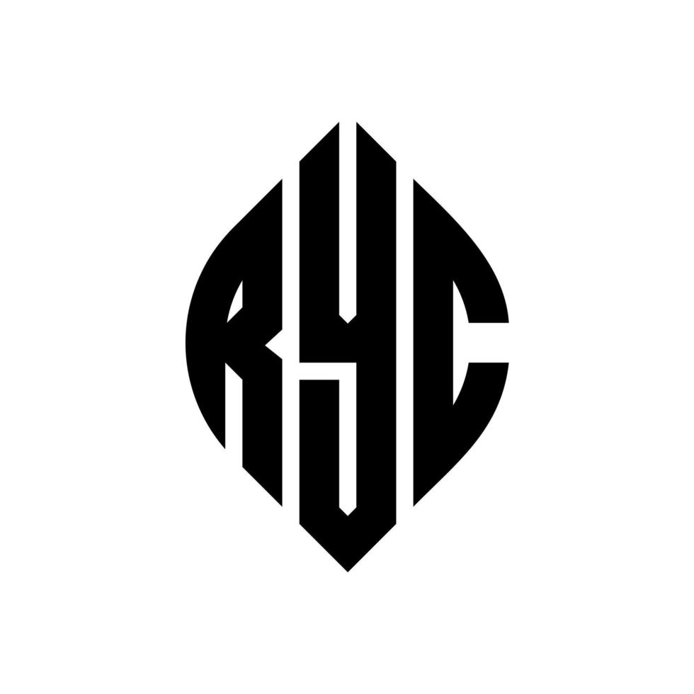 ryc cirkel bokstavslogotyp design med cirkel och ellipsform. ryc ellips bokstäver med typografisk stil. de tre initialerna bildar en cirkellogotyp. ryc cirkel emblem abstrakt monogram brev märke vektor. vektor