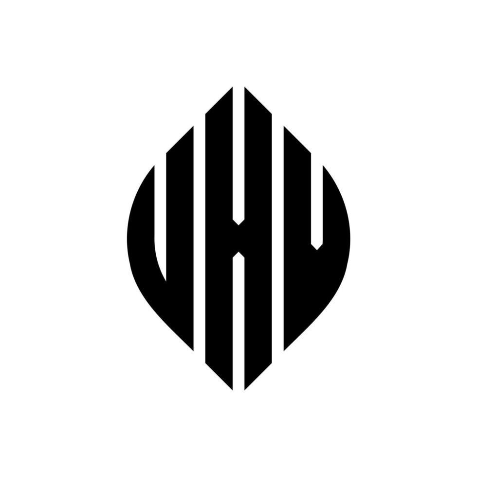 uxv-Kreisbuchstaben-Logo-Design mit Kreis- und Ellipsenform. uxv-ellipsenbuchstaben mit typografischem stil. Die drei Initialen bilden ein Kreislogo. uxv-Kreisemblem abstrakter Monogramm-Buchstabenmarkierungsvektor. vektor