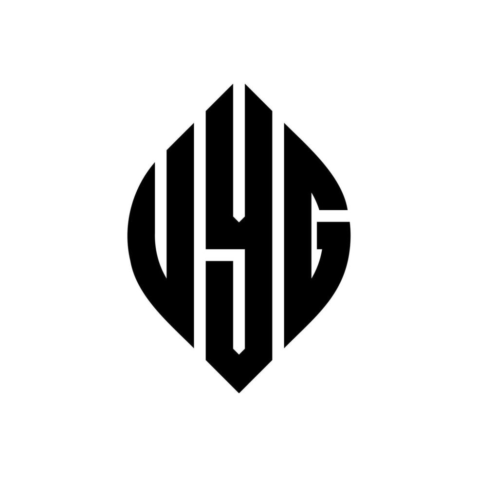 uyg-Kreisbuchstaben-Logo-Design mit Kreis- und Ellipsenform. uyg ellipsenbuchstaben mit typografischem stil. Die drei Initialen bilden ein Kreislogo. Uyg-Kreis-Emblem abstrakter Monogramm-Buchstaben-Markenvektor. vektor