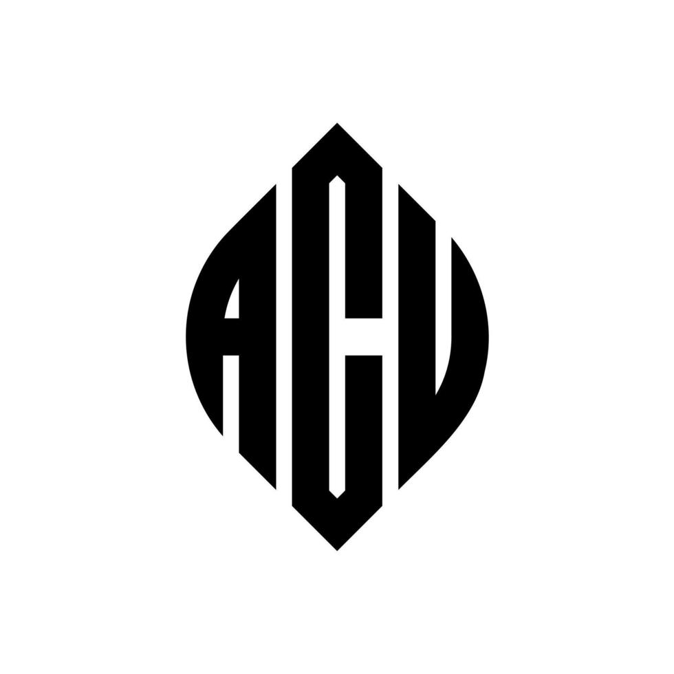 acu-Kreis-Buchstaben-Logo-Design mit Kreis- und Ellipsenform. Aku-Ellipsenbuchstaben mit typografischem Stil. Die drei Initialen bilden ein Kreislogo. Acu-Kreis-Emblem abstrakter Monogramm-Buchstaben-Markenvektor. vektor