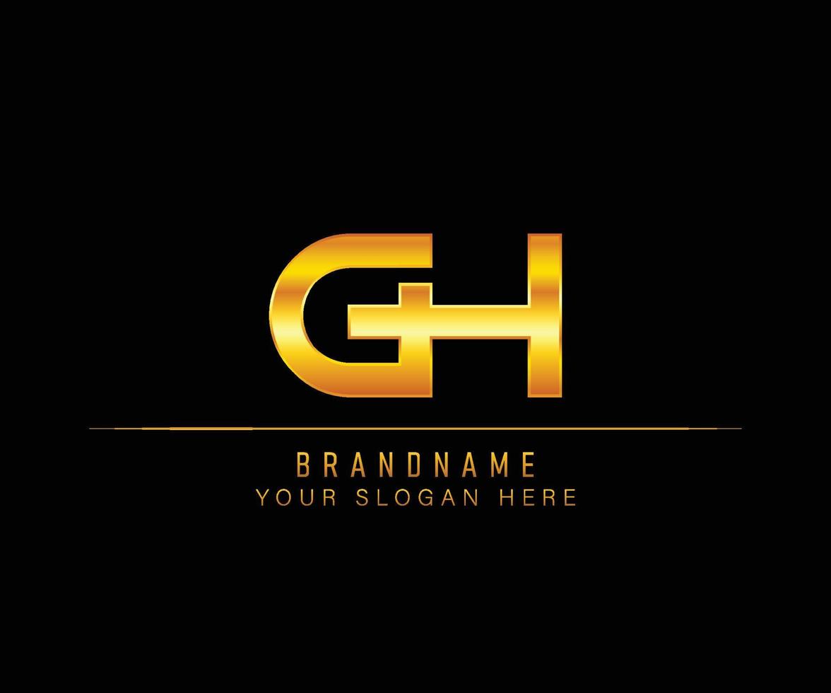 gh-brief-gold-logo-vorlage. Luxus-Logo-Vorlage für Anfangsbuchstaben. vektor