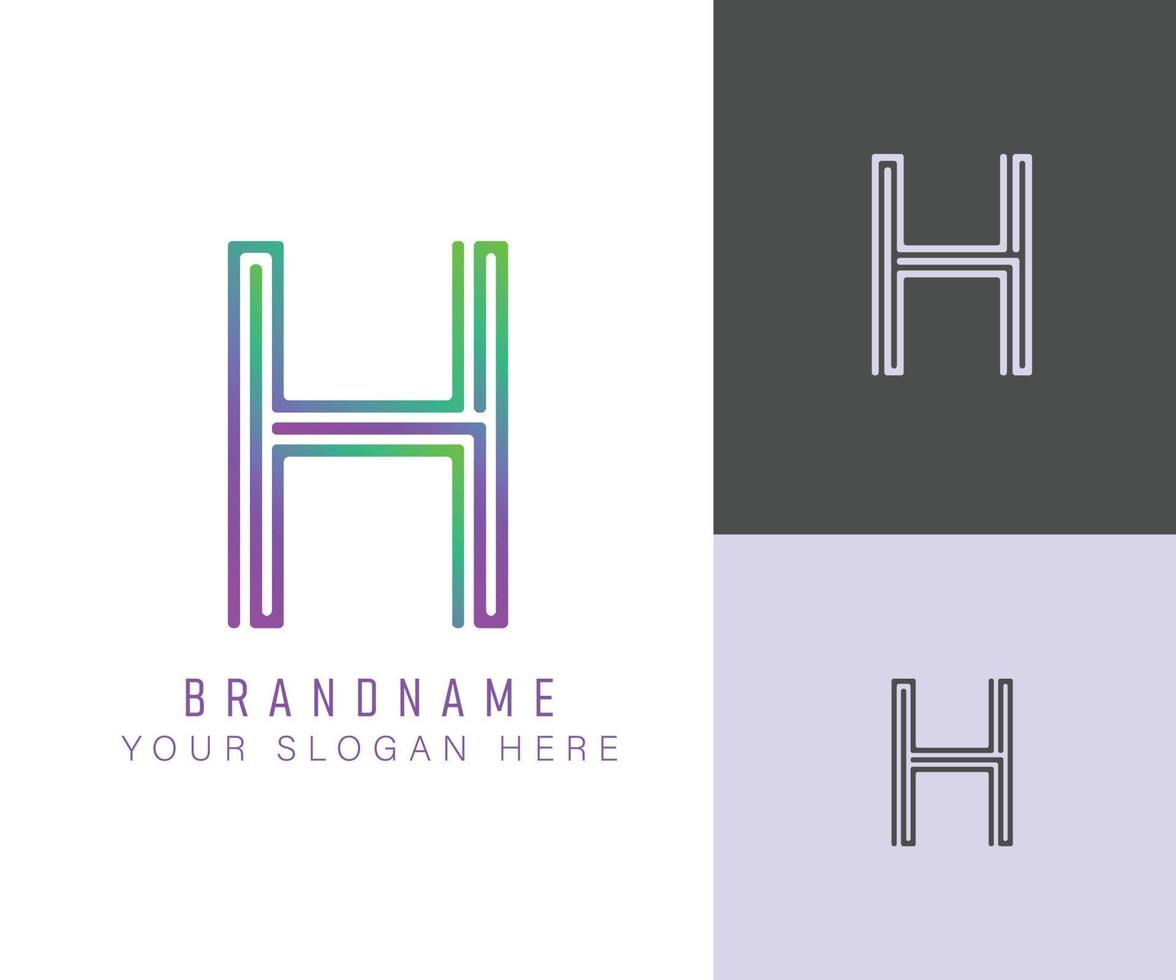 monogram logotyp alfabetet bokstaven h med neonfärg, lämplig för logotyper, titlar och rubriker vektor