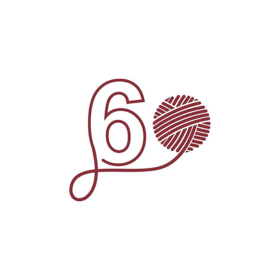 nummer 6 und garnstrang symbol design illustration vektor