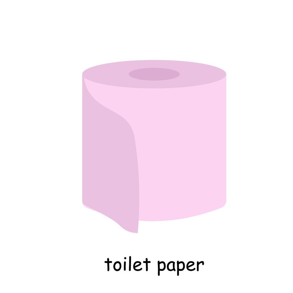 badezimmerelemente illustration rosa toilettenpapier in einer rolle. Badezimmer-Vektor-Illustration vektor