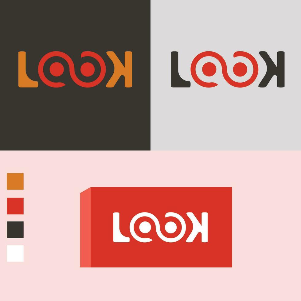 Logo-Illustration mit abstraktem Look, Augen, Buchstaben l und k. Vektordesign für Websites, Apps. vektor