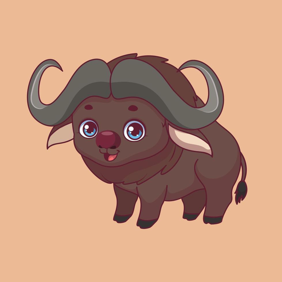 Illustration eines Cartoon-Büffels auf buntem Hintergrund vektor