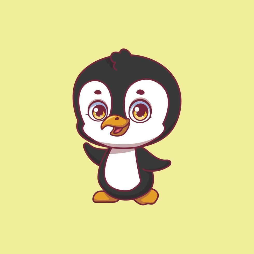illustration av en tecknad pingvin på färgglad bakgrund vektor
