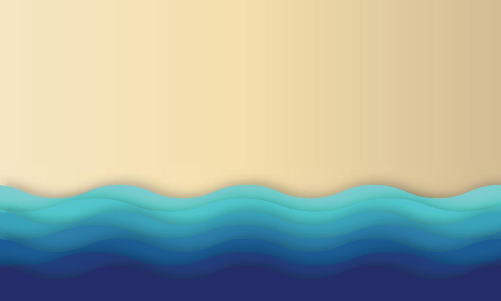 abstrakter strandhintergrund mit papierschnittformen. Wellenvektor geometrisches Design-Layout. Flusswasserwellen. Papierschnitzkunst. moderne Origami-Designvorlage vektor