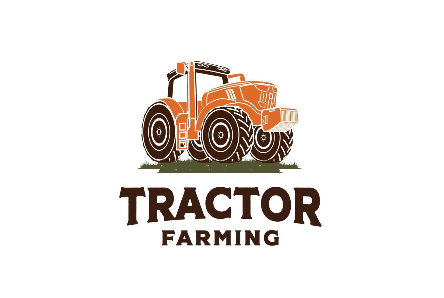 traktorgrafik mit grasillustrationsbauernhof-landwirtschaftslogodesign vektor