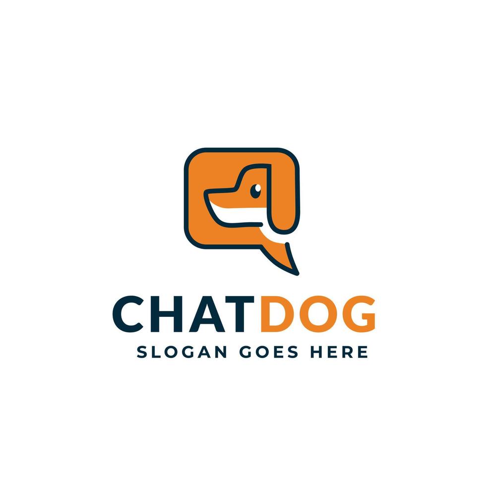 bubbla chat dog enkel djurlogotyp vektor