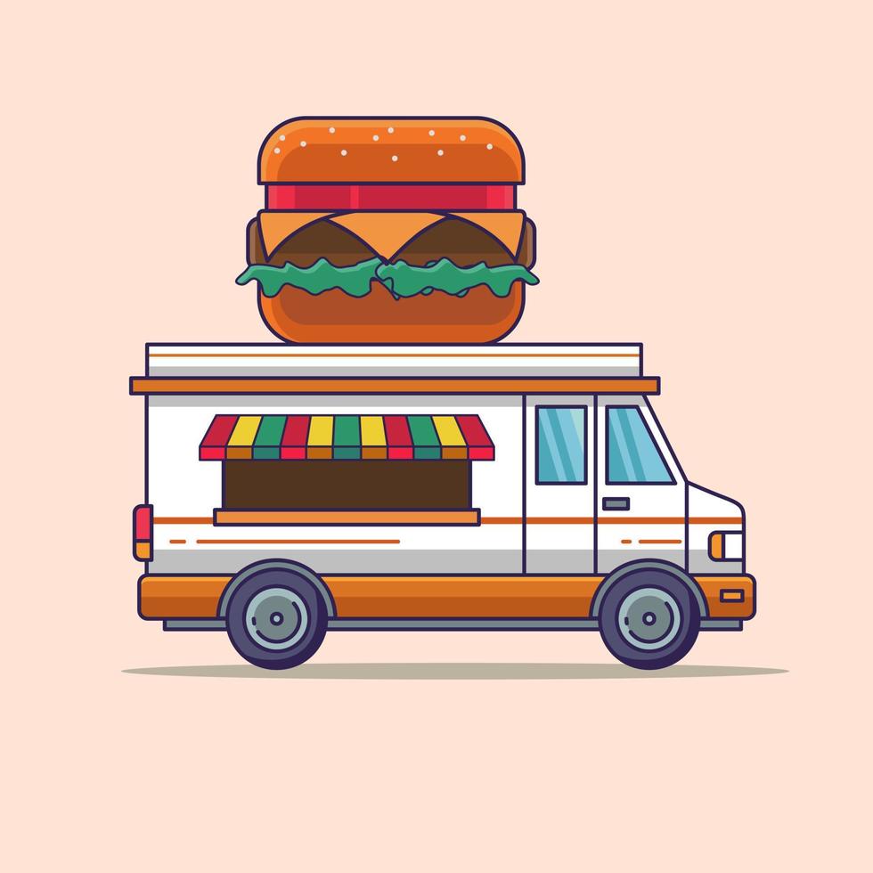 burger-fast-food-lkw-transport-illustrationsdesigns vektor