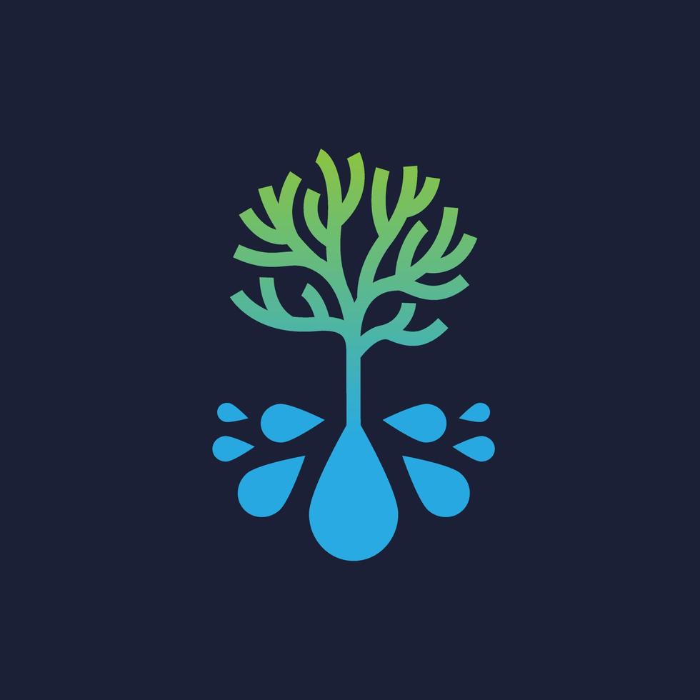 baum mit erde aus wassertropfen landwirtschaft bauernhof logo design vektor