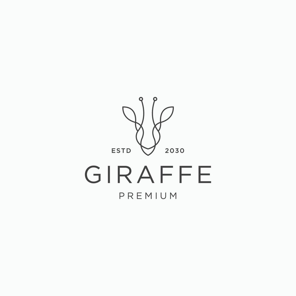 giraff head line art logotyp ikon designmall platt vektor