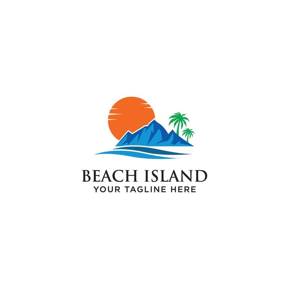 Strand- und Insel-Logo-Icon-Design-Vorlage. - Vektor