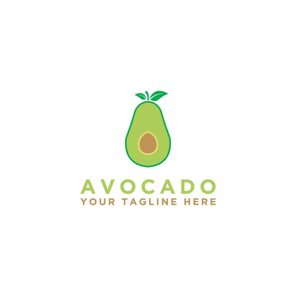 Avocado-Logo-Vorlage. halbe Avocado mit Blattvektordesign. gesundes Lebensmitteldesign. vektor