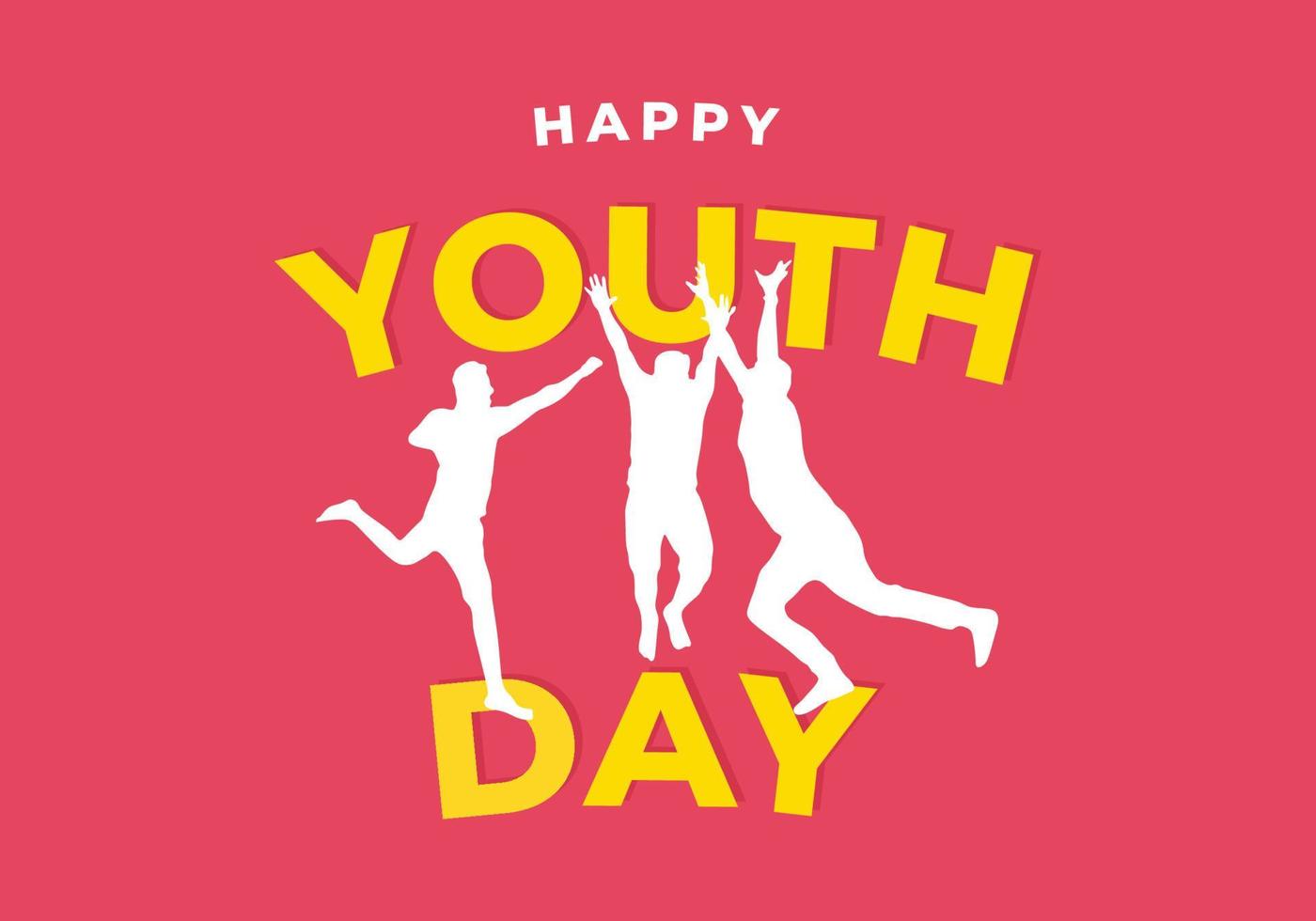 glad internationella ungdomsdagen den 12 augusti med tre glada människor vektor