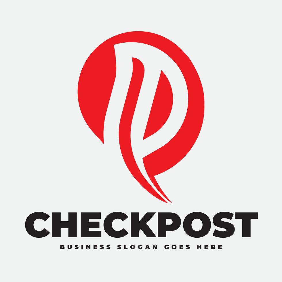checkpost och platsapp p logotyp vektor