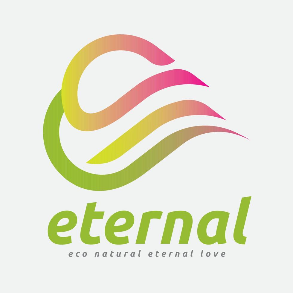 ewige liebe und öko-natürliches e-logo vektor