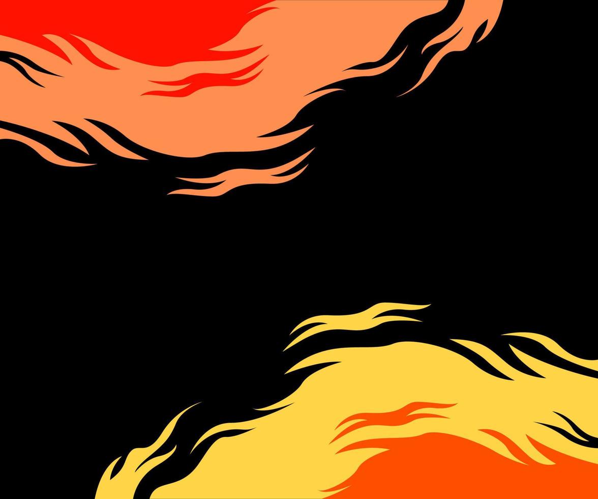 hintergrund mit feuer, feuer, flamme im dunklen hintergrund, kunst, wellenkunstdesign, orange und roter hintergrund vektor