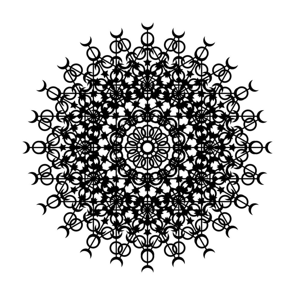 mandala rund cirkel spets symbolikon. abstrakt orientalisk mandala mall. yoga stil arabesque mönster elegant element ikon vektor