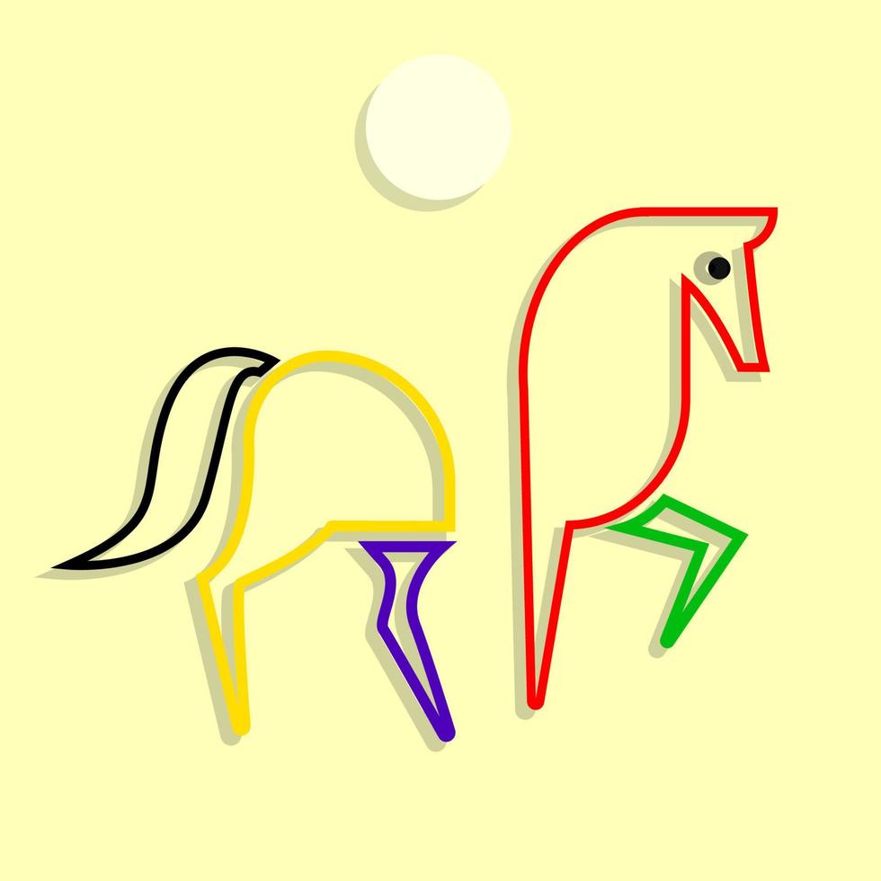 vacker häst ikon logotyp maskot symbol karaktär vektor djurillustration.