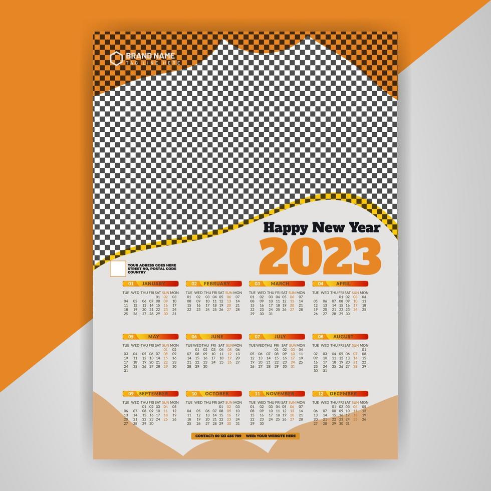 einseitiger Firmenwandkalender 2023 Vorlagendesign kostenloser Download vektor