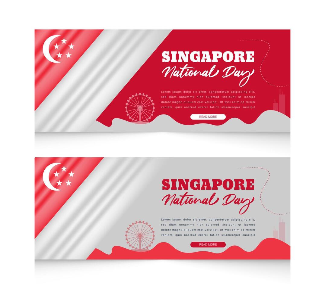 farbverlauf singapur nationaltag horizontale banner vorlagensatz vektor