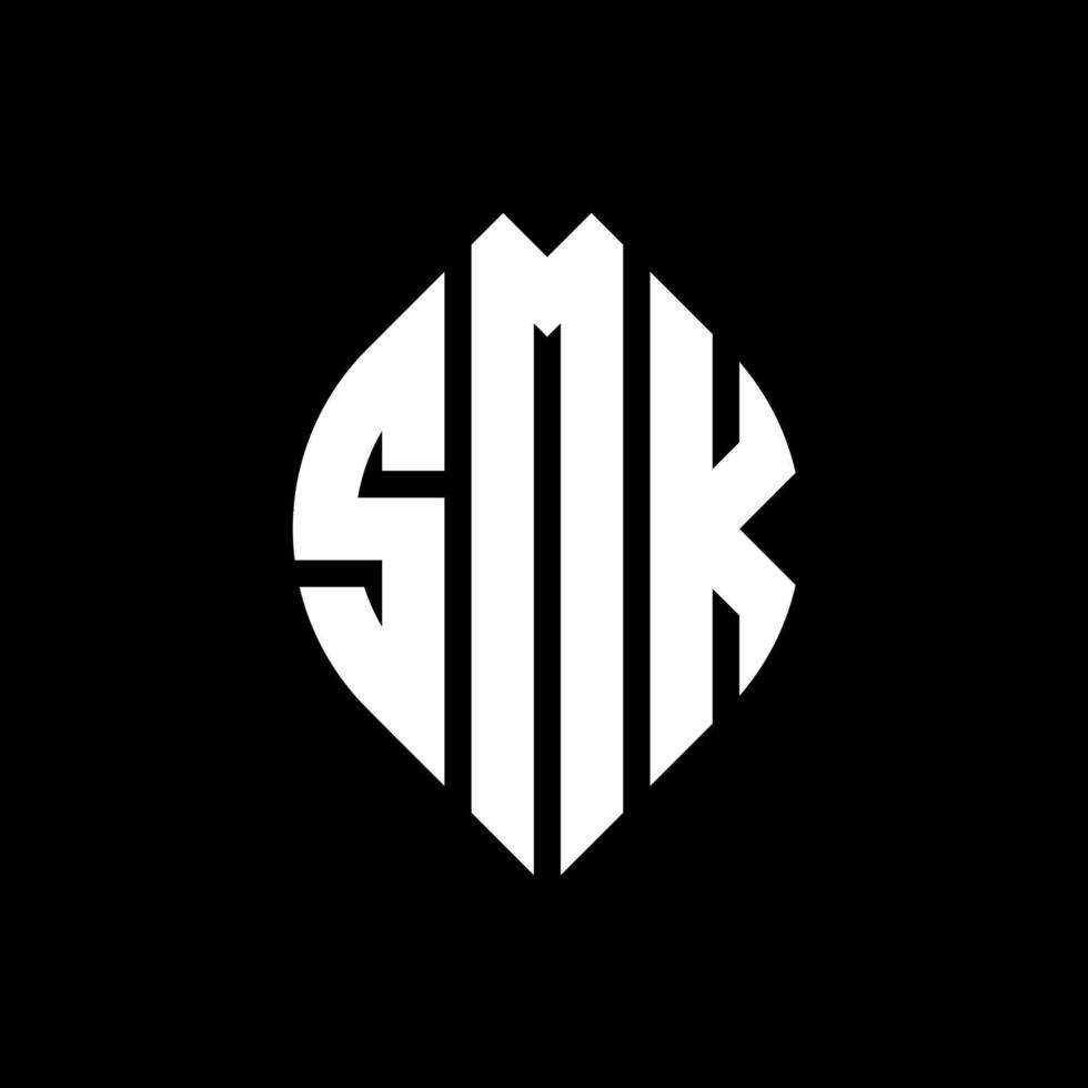 smk-Kreis-Buchstaben-Logo-Design mit Kreis- und Ellipsenform. smk Ellipsenbuchstaben mit typografischem Stil. Die drei Initialen bilden ein Kreislogo. smk-Kreis-Emblem abstrakter Monogramm-Buchstaben-Markenvektor. vektor