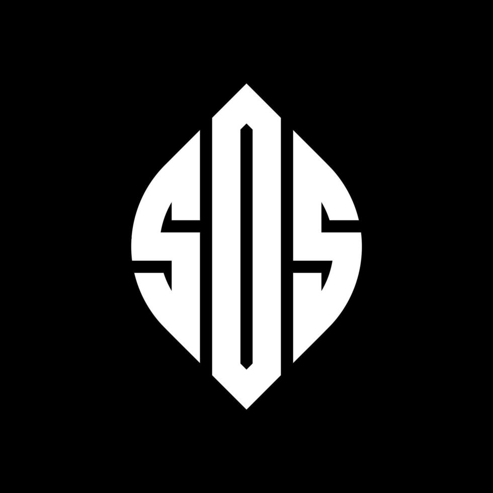 SOS-Kreisbuchstaben-Logo-Design mit Kreis- und Ellipsenform. sos-ellipsenbuchstaben mit typografischem stil. Die drei Initialen bilden ein Kreislogo. SOS-Kreis-Emblem abstrakter Monogramm-Buchstaben-Markierungsvektor. vektor