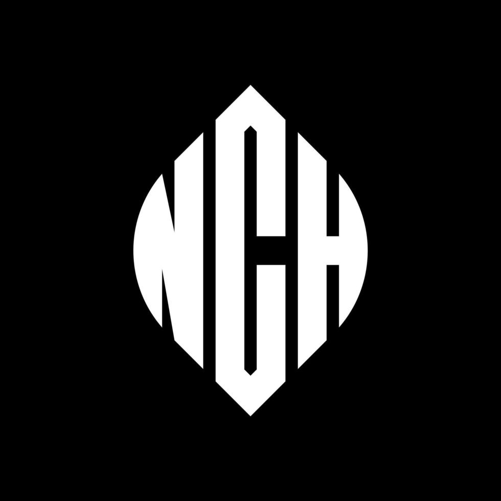 nch cirkel bokstavslogotyp design med cirkel och ellipsform. nch ellips bokstäver med typografisk stil. de tre initialerna bildar en cirkellogotyp. nch cirkel emblem abstrakt monogram brev märke vektor. vektor