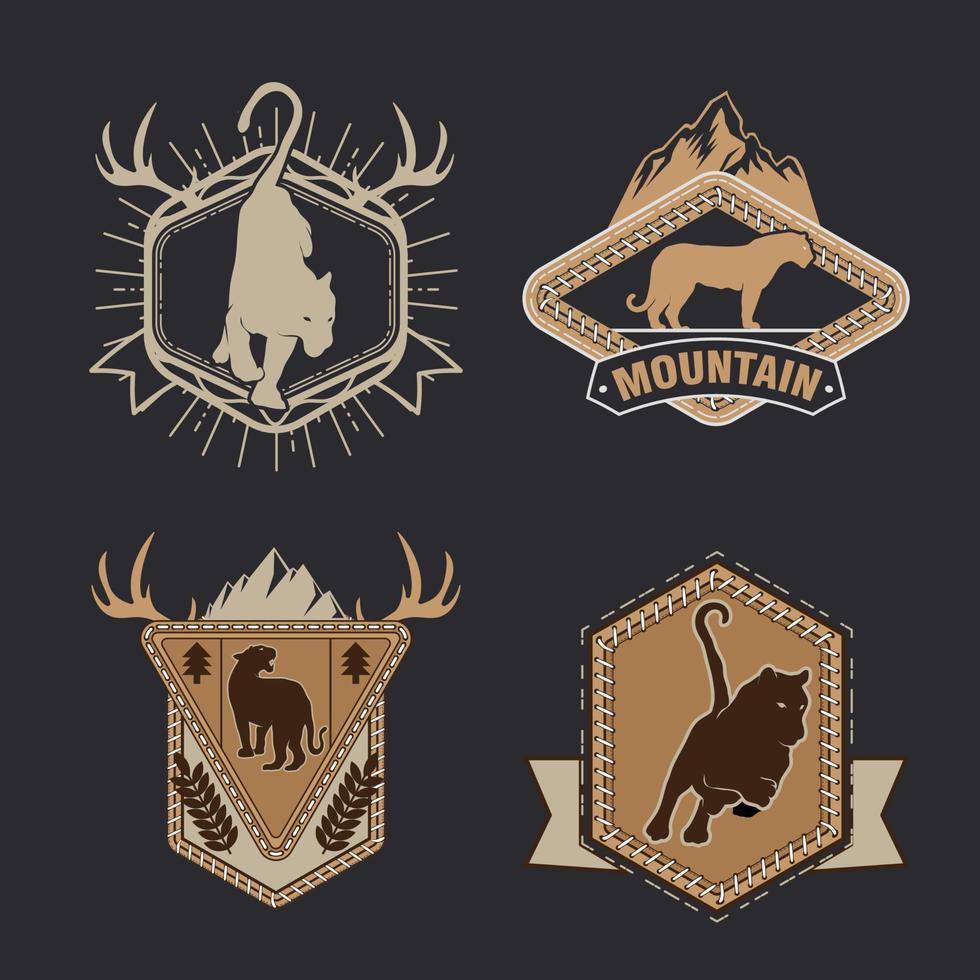 svart panter logotyp badge vektor illustration set