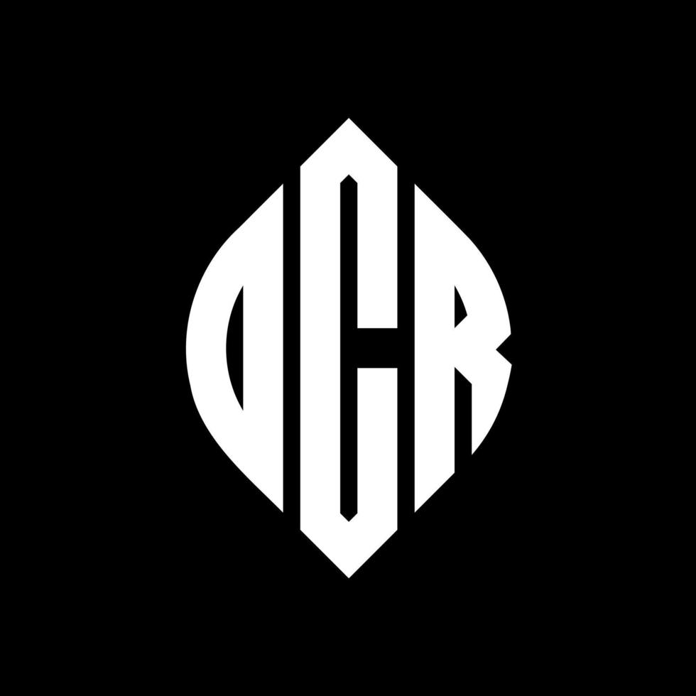 OCR-Kreisbuchstaben-Logo-Design mit Kreis- und Ellipsenform. OCR-Ellipsenbuchstaben mit typografischem Stil. Die drei Initialen bilden ein Kreislogo. ocr-Kreis-Emblem abstrakter Monogramm-Buchstaben-Markierungsvektor. vektor