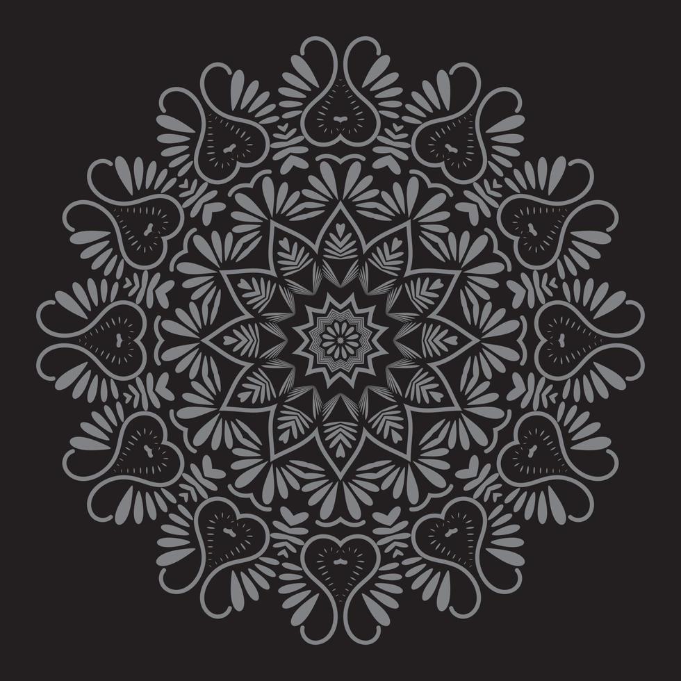 Mandala-Ornament-Umrissgekritzel von Hand gezeichnete Illustration. Vektor-Henna-Tattoo-Stil, kann für Textilien, Malbücher, Handyhüllendruck, Grußkarten verwendet werden vektor