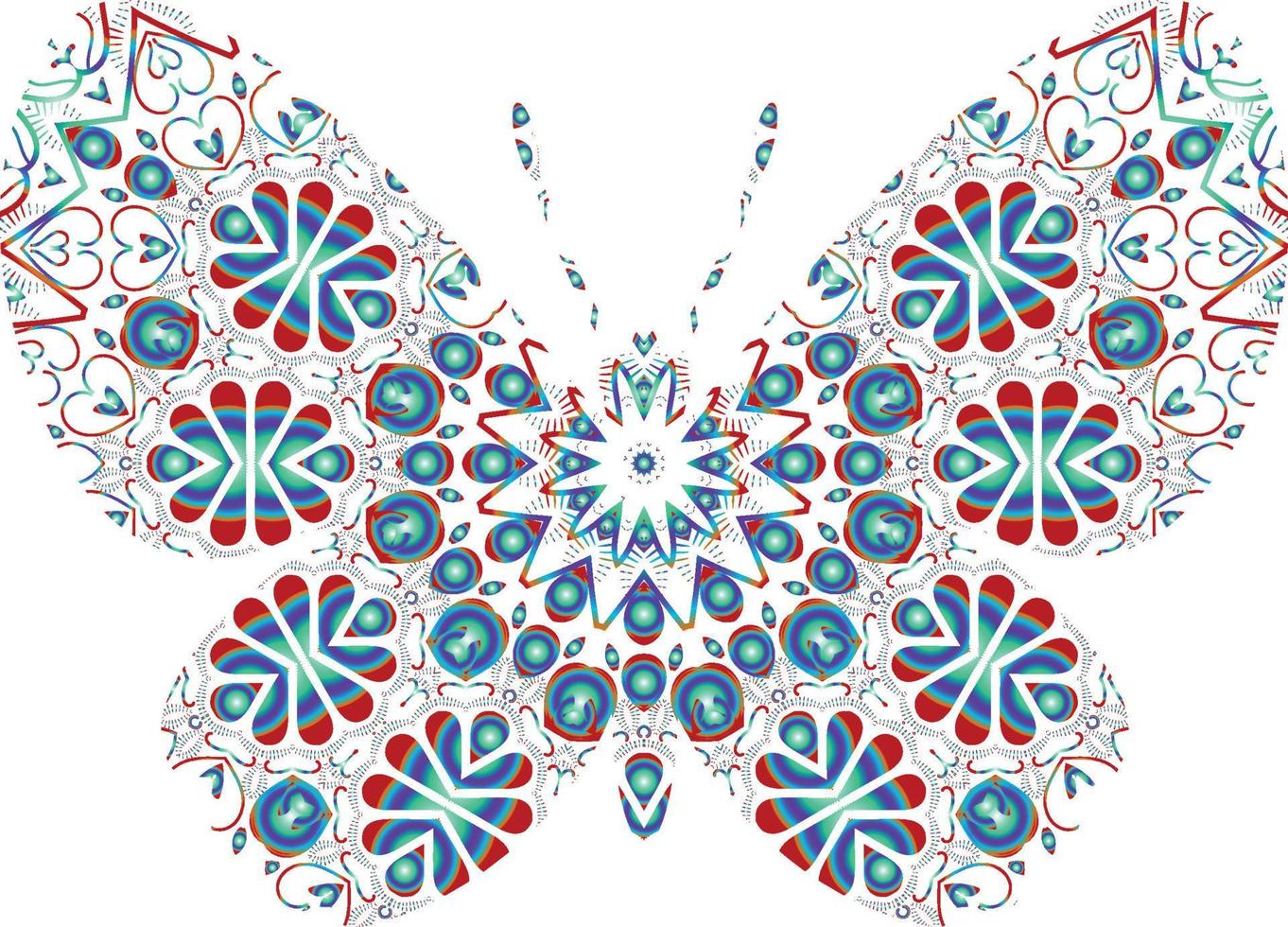 Schmetterlings-Mandala-Ornament handgezeichneter Vektor kann für Textiltelefonhüllen-Druckgrußkarten usw. verwendet werden