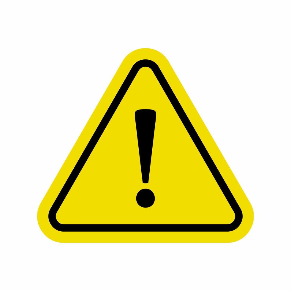 Aufmerksamkeitszeichen oder Warnung Vorsicht Ausrufezeichen, Gefahrenvektor gelbes Dreieck Lagervektorillustration vektor