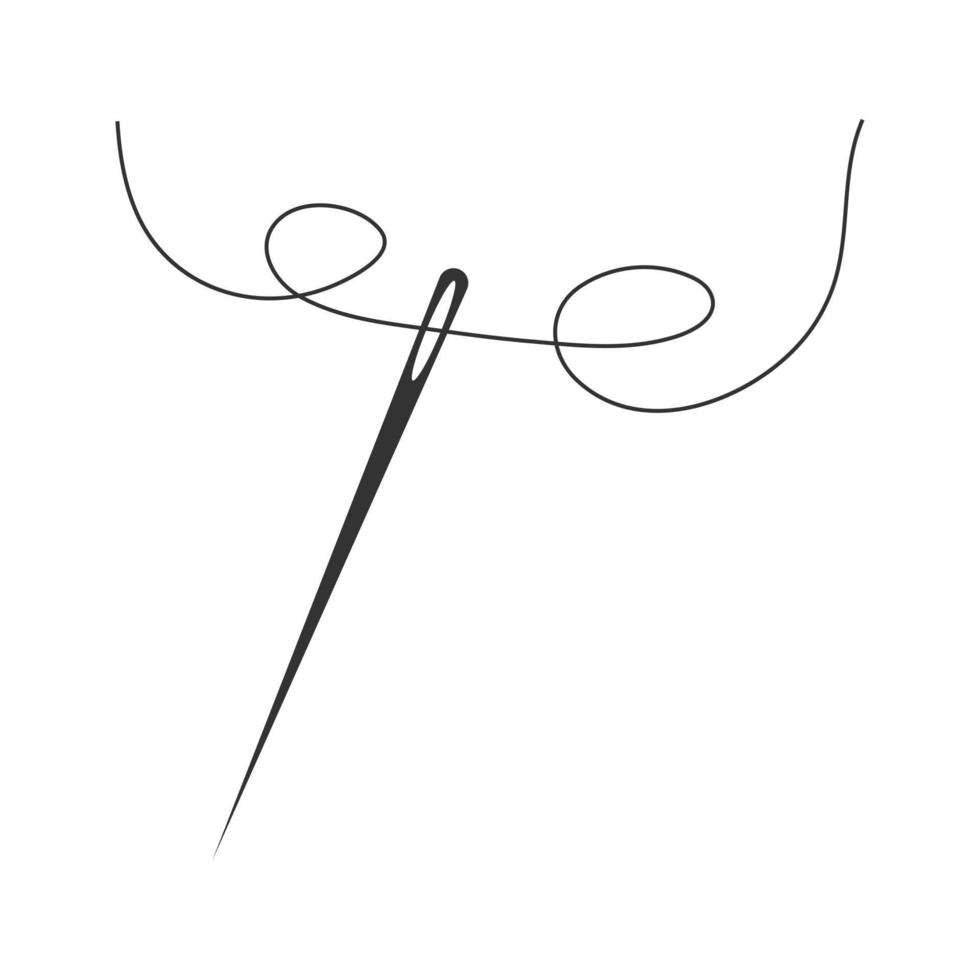 siluett av en nål med en tråd. vektor illustration.
