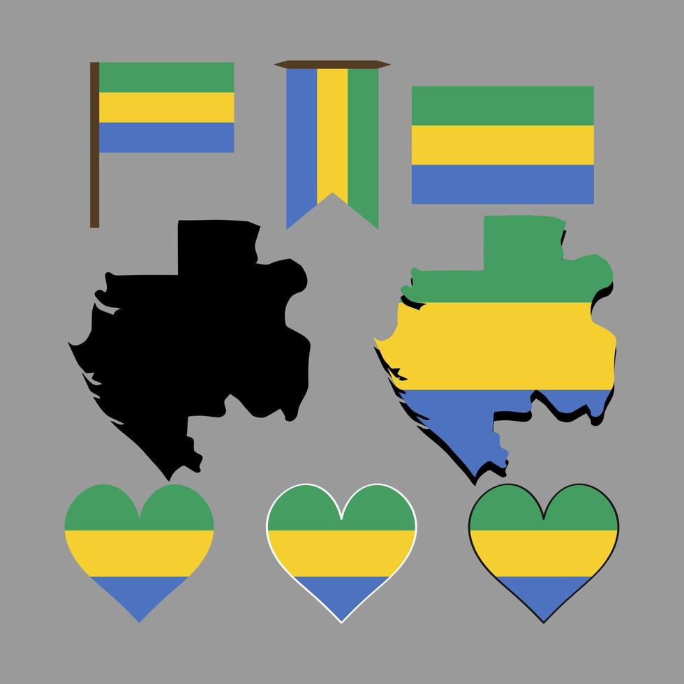 gabon. Gabons karta och flagga. vektor illustration.