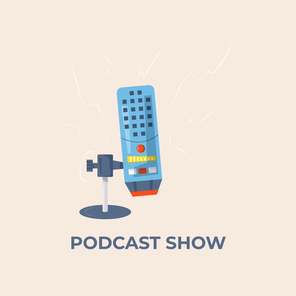 färgglada mikrofon vektor ikon för podcast, media hosting. formgivningsmall för inspelningsstudio symbol, logotyp, emblem och etikett. röst tecken trendiga illustration