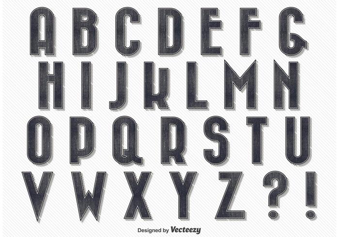 Weinlese-Art-Alphabet vektor