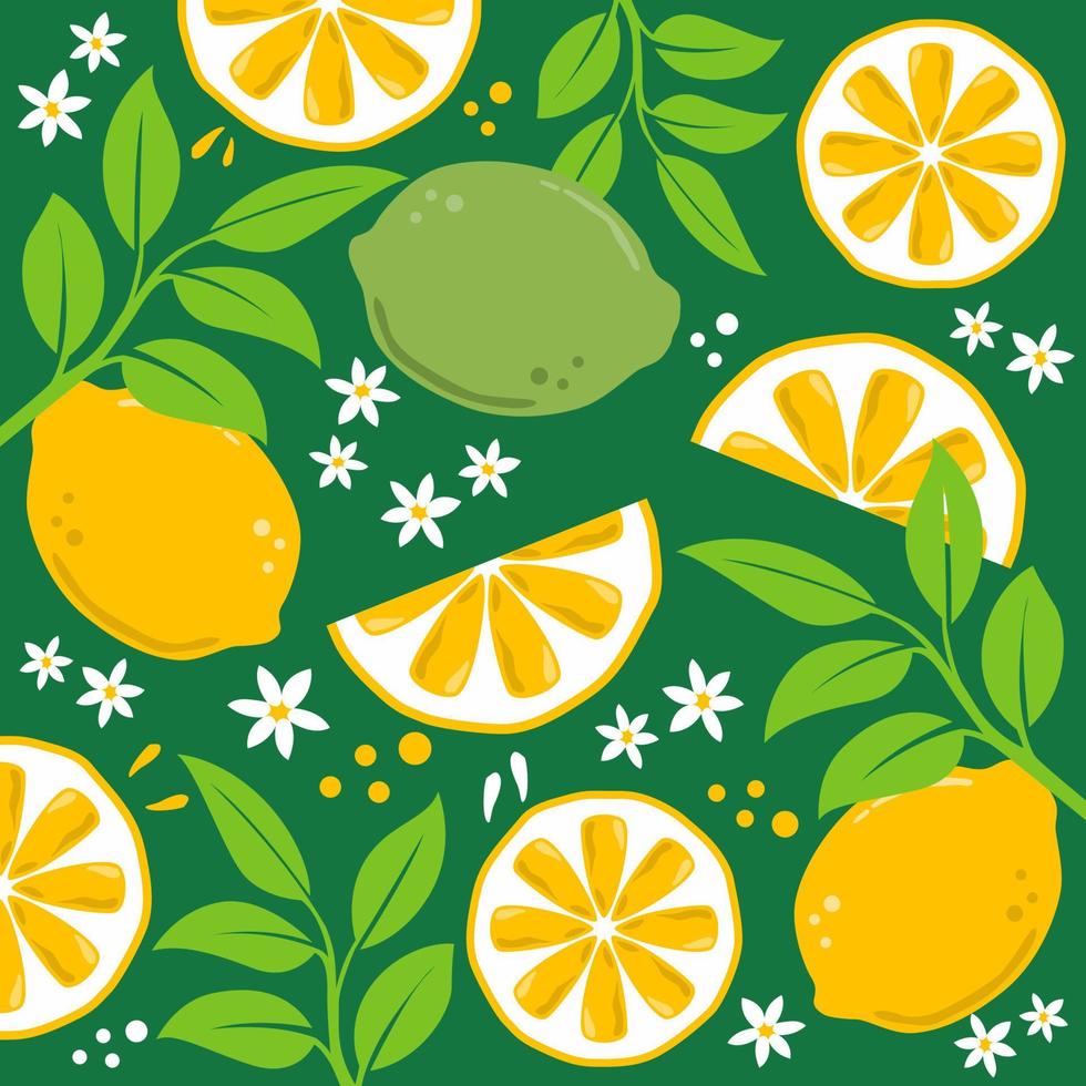 vektor seamless mönster av citron och blad. illustration av en handritad frukt. modern design för papper, omslag, kort, tyger, inredningsartiklar och andra användare