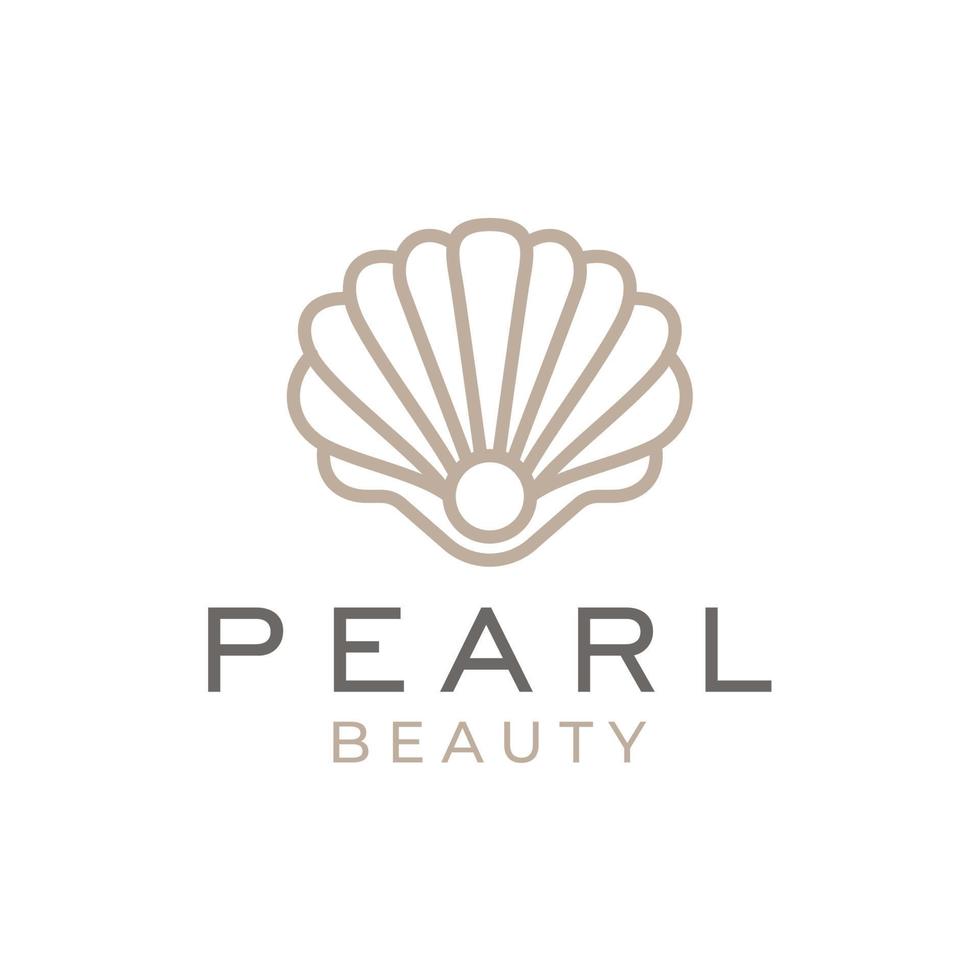 elegant skönhet pärla snäckskal skal ostron hjärtmussla ostron pilgrimsmussla logotyp designmall vektor
