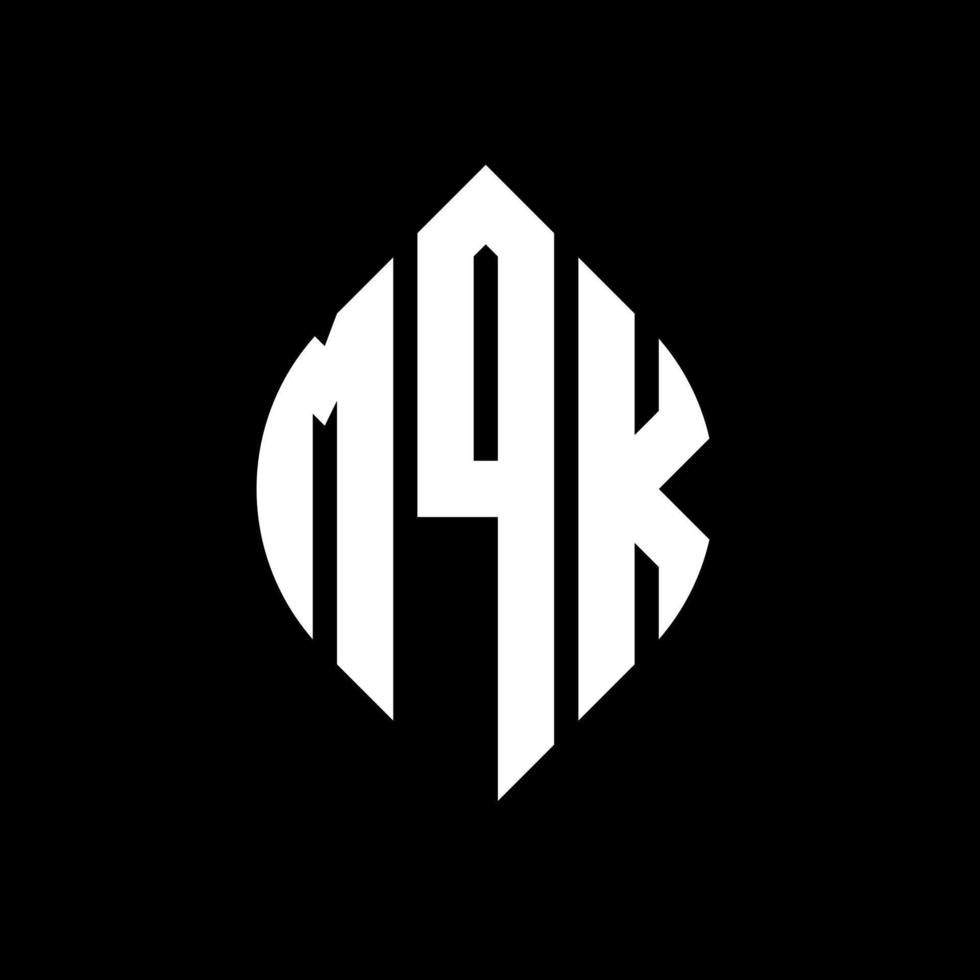 mqk-Kreisbuchstaben-Logo-Design mit Kreis- und Ellipsenform. mqk Ellipsenbuchstaben mit typografischem Stil. Die drei Initialen bilden ein Kreislogo. mqk-Kreis-Emblem abstrakter Monogramm-Buchstaben-Markierungsvektor. vektor