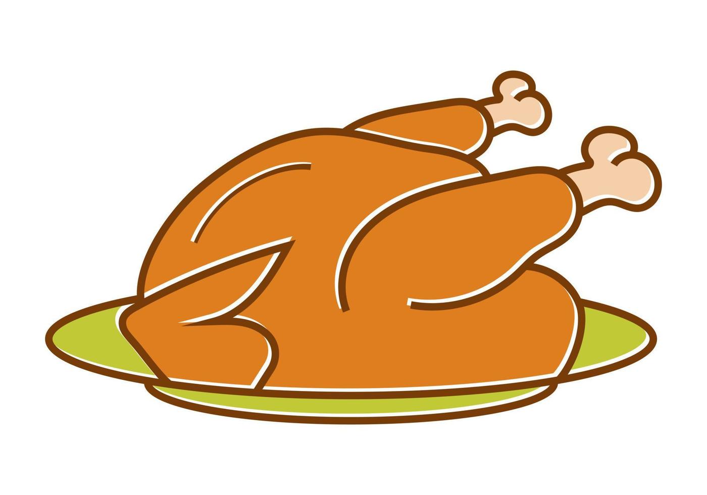 Thanksgiving middag grillad kalkon platta färger ikon för appar eller webbplatser vektor
