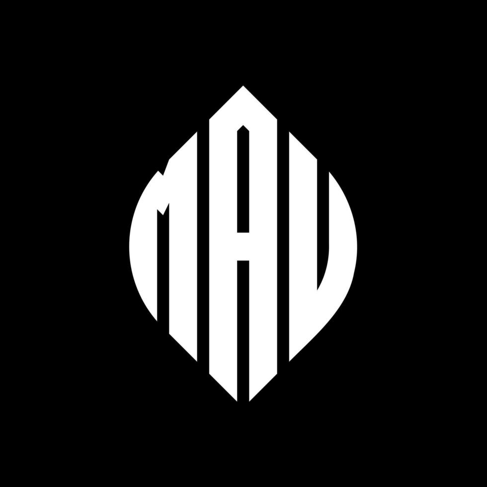 Mau-Kreis-Buchstaben-Logo-Design mit Kreis- und Ellipsenform. Mau-Ellipsenbuchstaben mit typografischem Stil. Die drei Initialen bilden ein Kreislogo. Mau-Kreis-Emblem abstrakter Monogramm-Buchstaben-Markierungsvektor. vektor