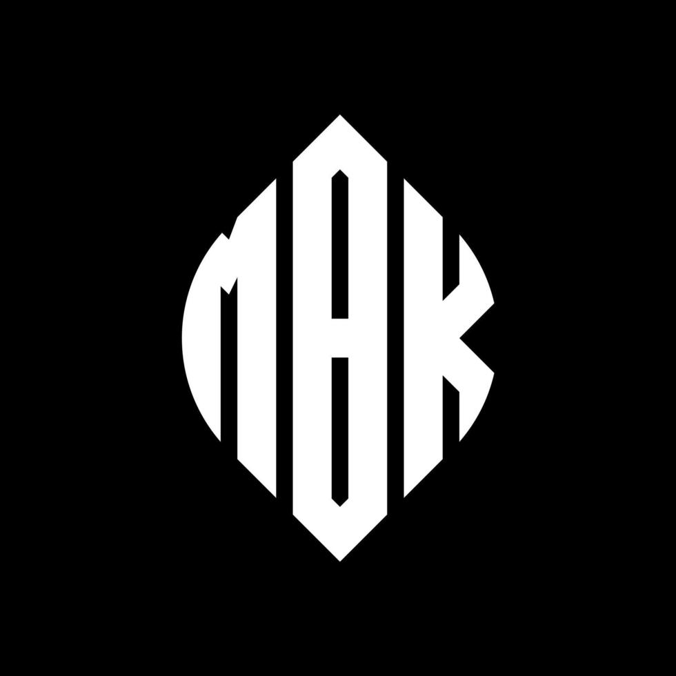 mbk-Kreisbuchstaben-Logo-Design mit Kreis- und Ellipsenform. mbk Ellipsenbuchstaben mit typografischem Stil. Die drei Initialen bilden ein Kreislogo. mbk-Kreis-Emblem abstrakter Monogramm-Buchstaben-Markierungsvektor. vektor