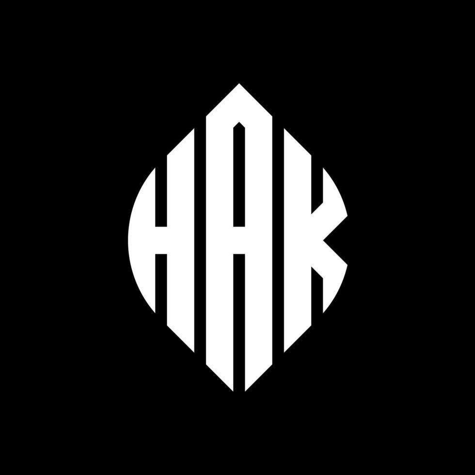 hak-Kreis-Buchstaben-Logo-Design mit Kreis- und Ellipsenform. hak ellipsenbuchstaben mit typografischem stil. Die drei Initialen bilden ein Kreislogo. Hak-Kreis-Emblem abstrakter Monogramm-Buchstaben-Markenvektor. vektor